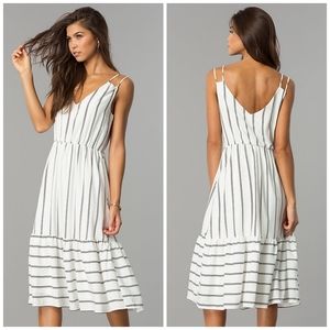 🖤 Just Me Striped Midi Casual Cruise Dress